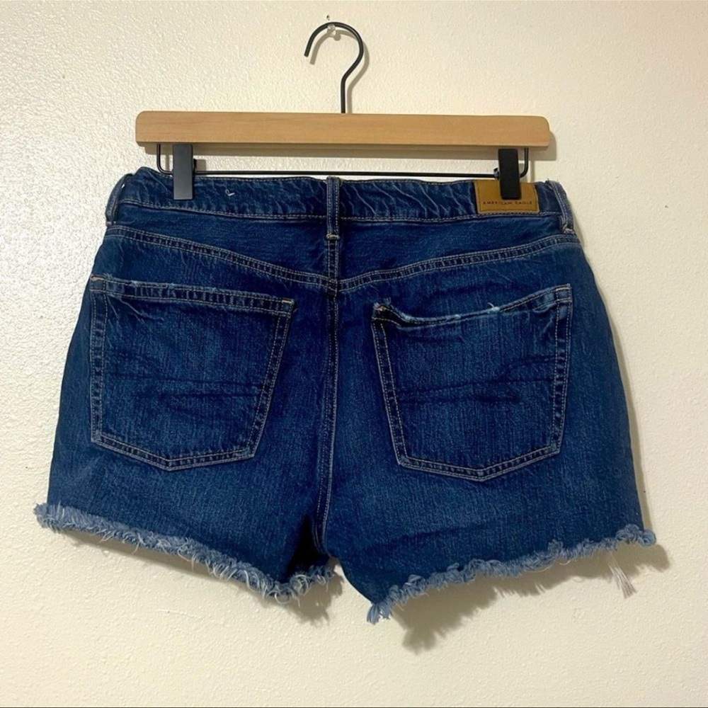 American Eagle Outfitters Dark Blue Tomgirl Distressed Jean Shorts 8 - Picture 4 of 8